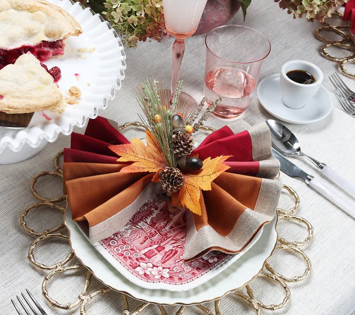 Kim Seybert Dip Dye Napkin in Cranberry & Orange, Set of 4