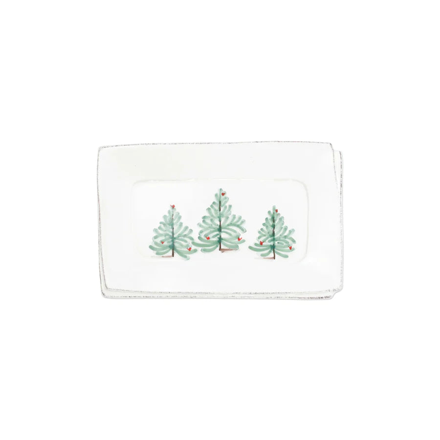 Vietri Lastra Holiday Small Rectangular Tray