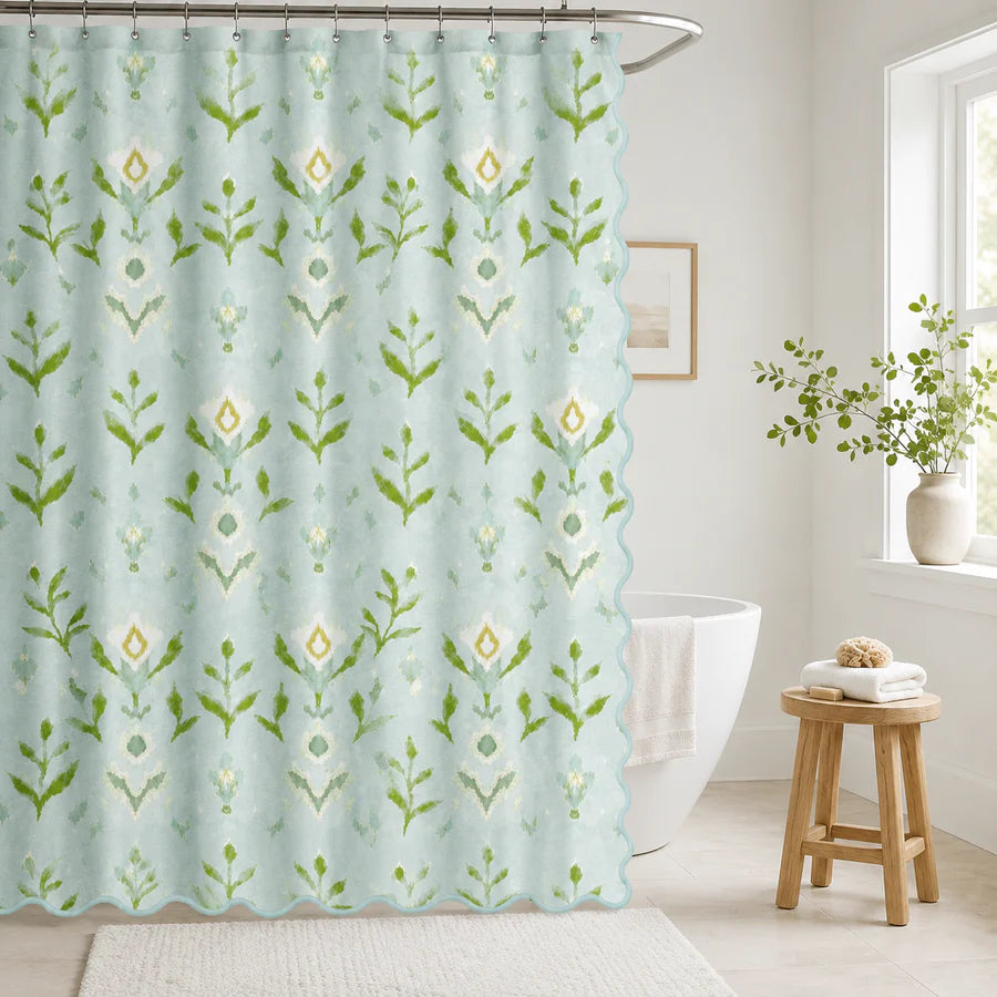 Petal Garden Aqua Shower Curtain, New!