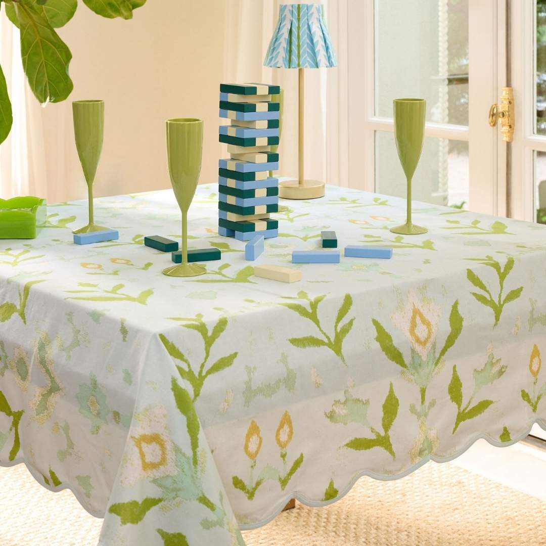 Petal Garden Aqua Square Game Tablecloth