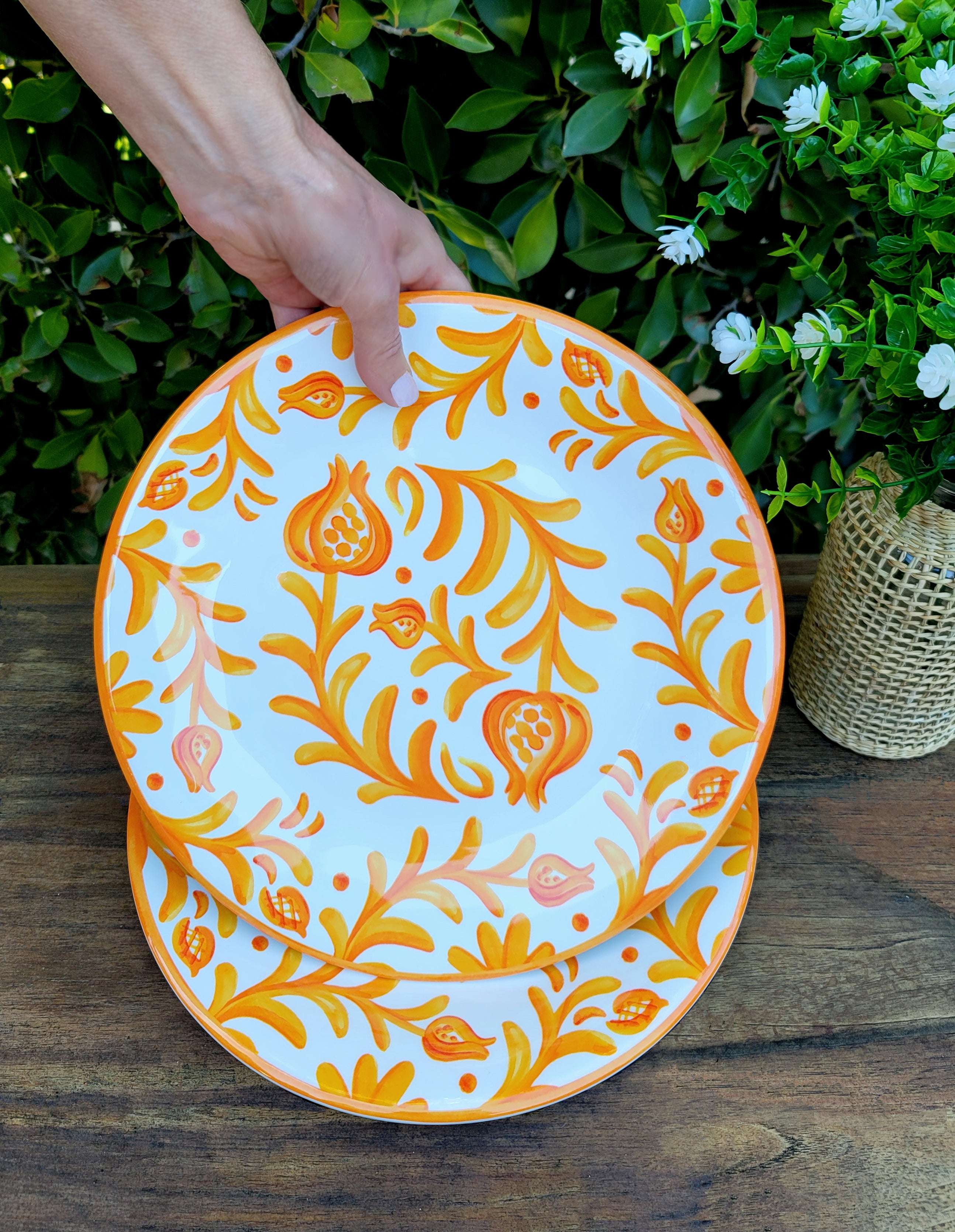 Sicily Melamine Dinner Plates, Set of 4