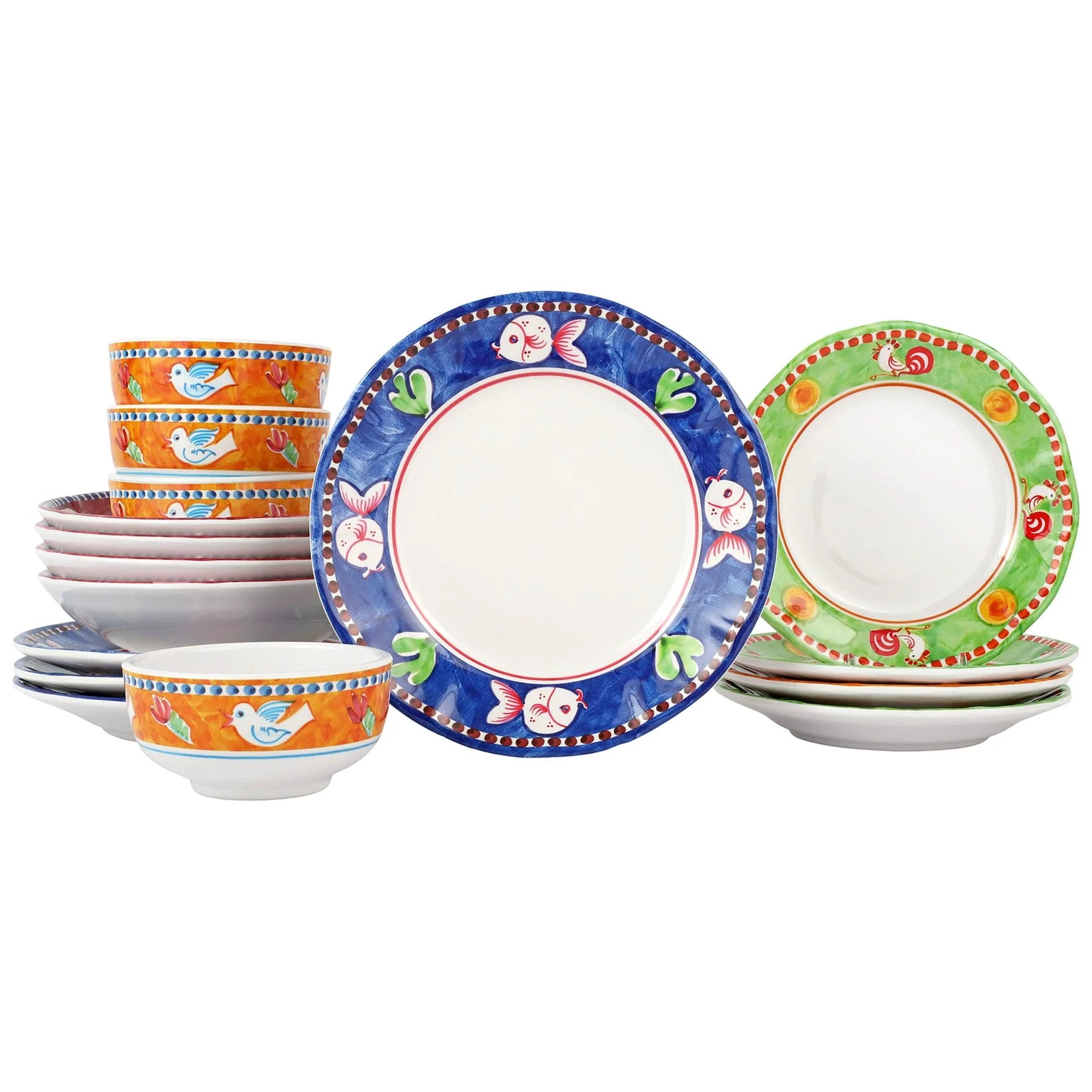Melamine Campagna Asst 16-Pce Place Setting