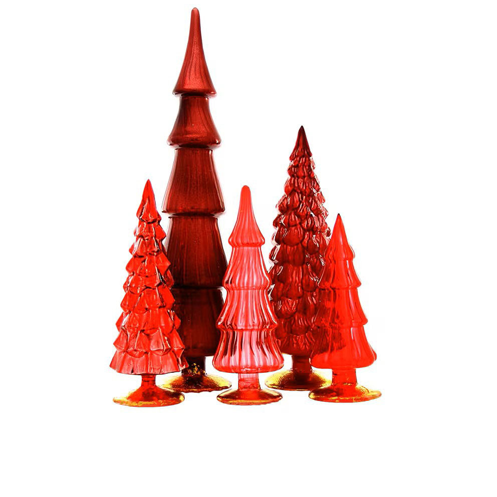 Red Hue Trees, Set of 5 Asst