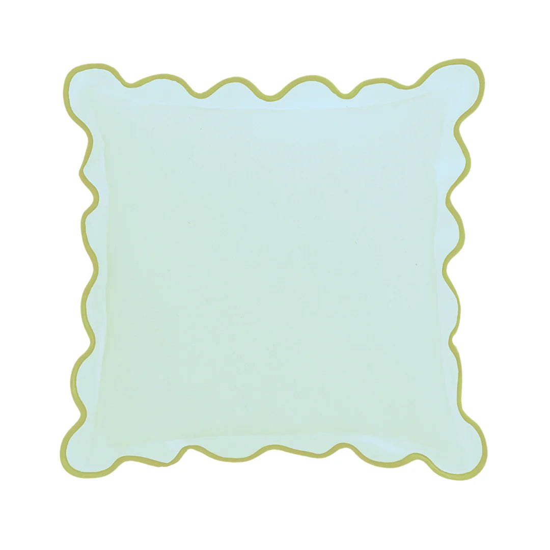Blue Charlotte Scalloped Linen Pillow