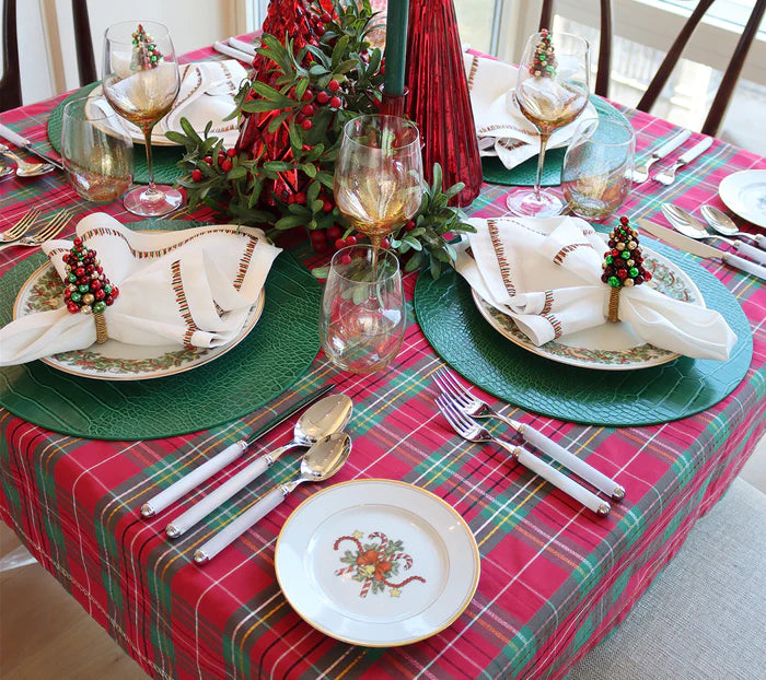 Christmas Plaid Tablecloth in Red, Green & Gold