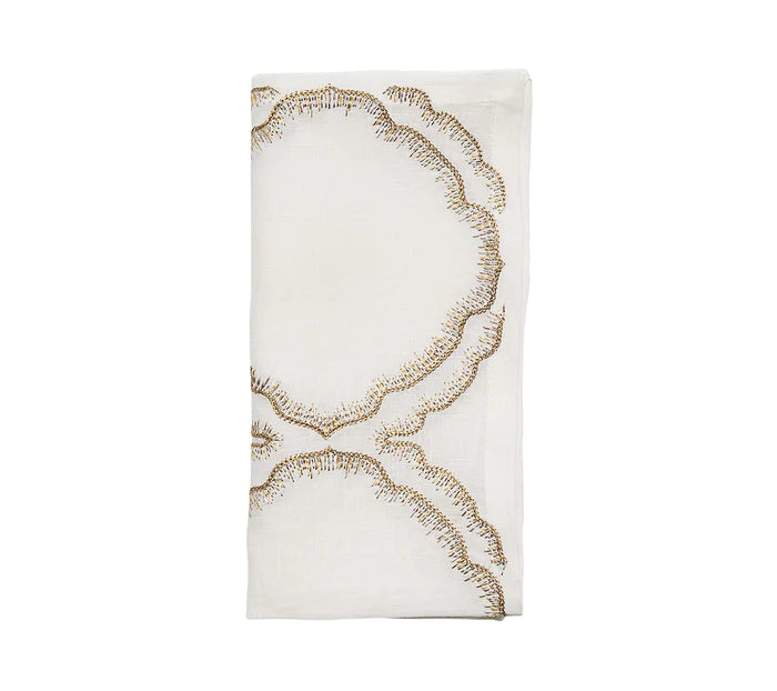 Daydream Napkin in White, Gold & Silver, Set of 4