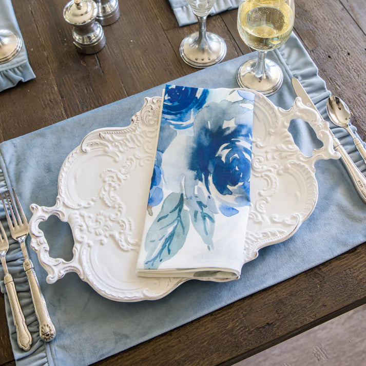 Blue Floral Watercolor Large Napkin, Set of 4