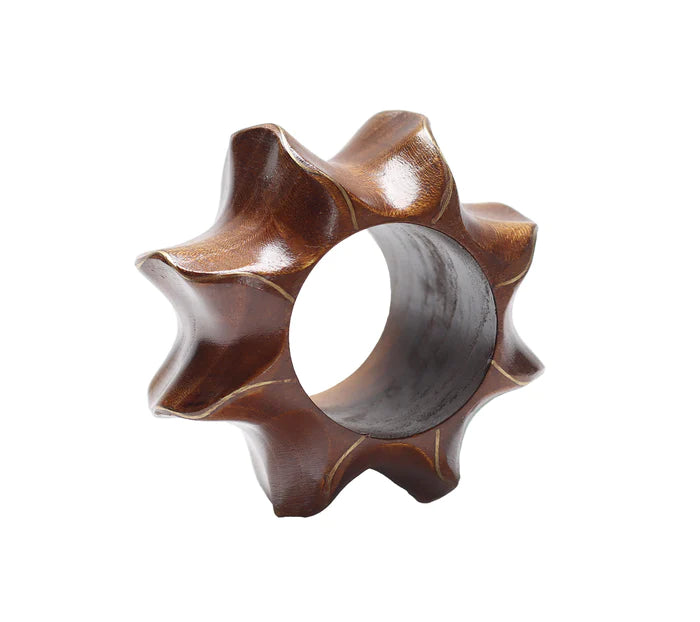 Kim Seybert Twist Napkin Ring in Brown & Gold, Set of 4
