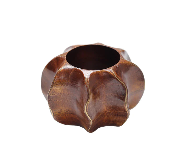 Kim Seybert Twist Napkin Ring in Brown & Gold, Set of 4