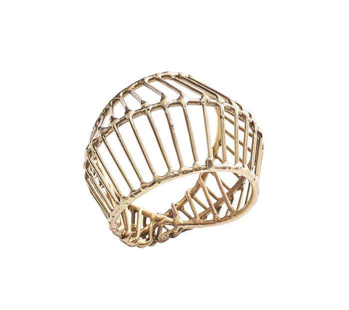 Kim Seybert Cage Napkin Ring in Gold, Set of 4