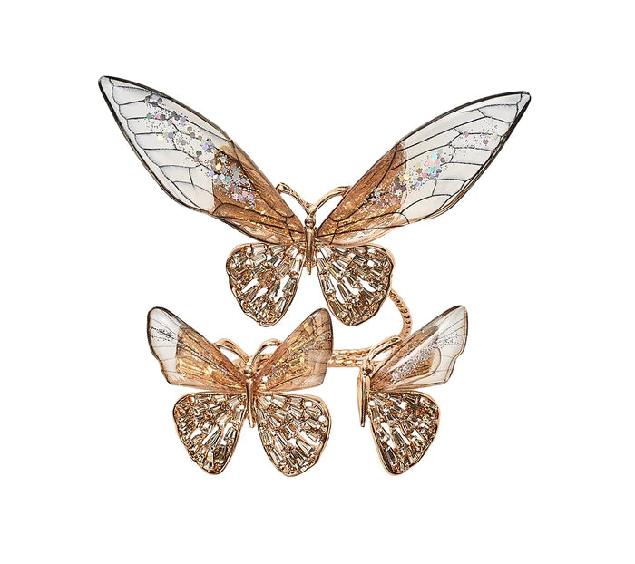 Flutter Napkin Ring in Champagne & Gold, Set of 4 in a Gift Box