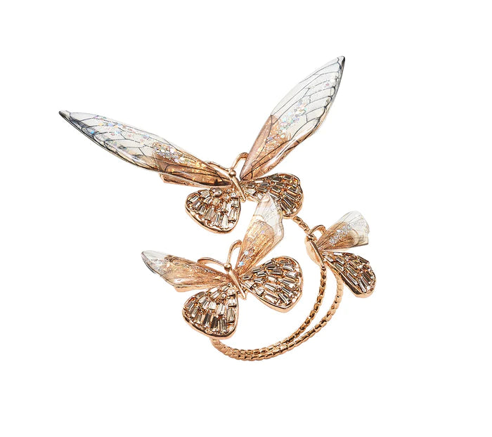 Flutter Napkin Ring in Champagne & Gold, Set of 4 in a Gift Box