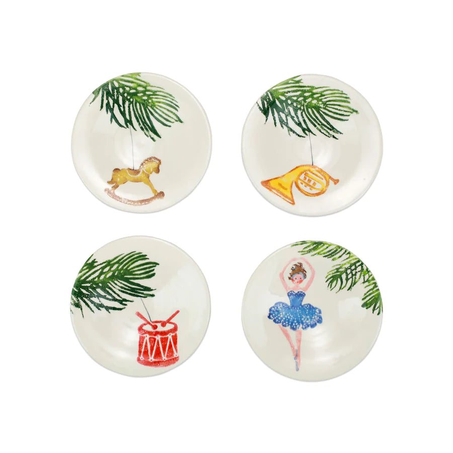 Vietri Nutcrackers Assorted Canape Plates, Set of 4