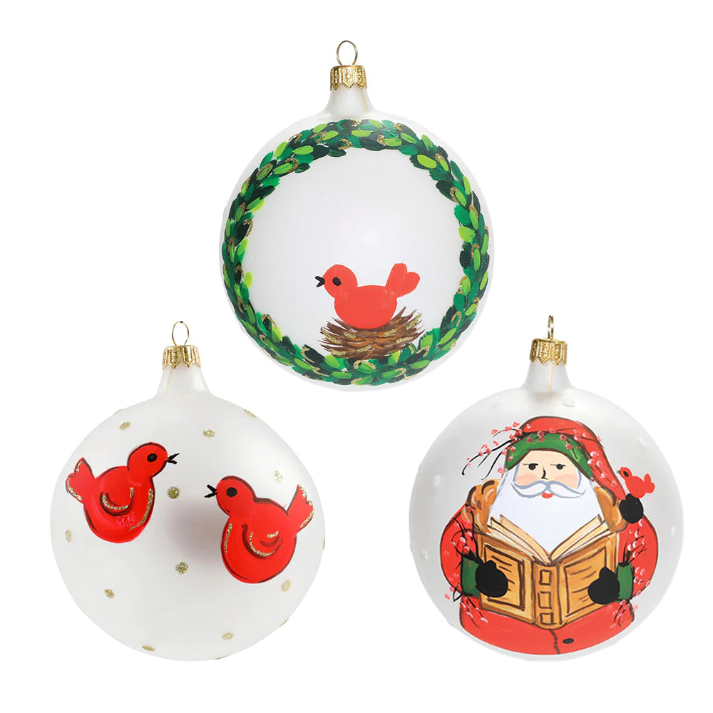 Vietri Red Bird Ornaments Set