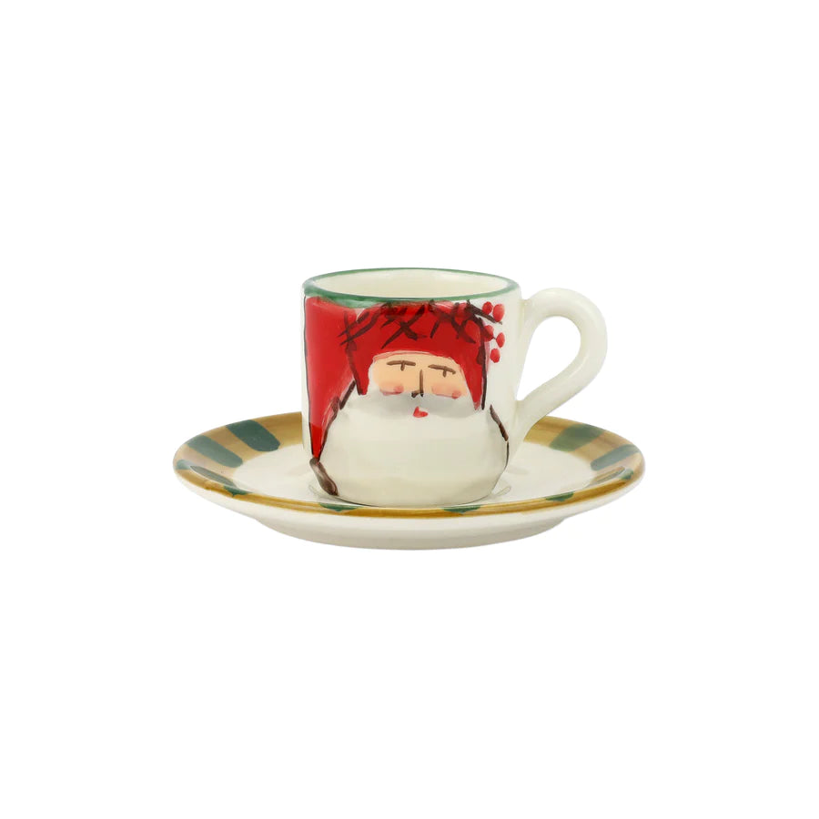 Old St. Nick Assorted Espresso Cups & Saucers, Set of 4