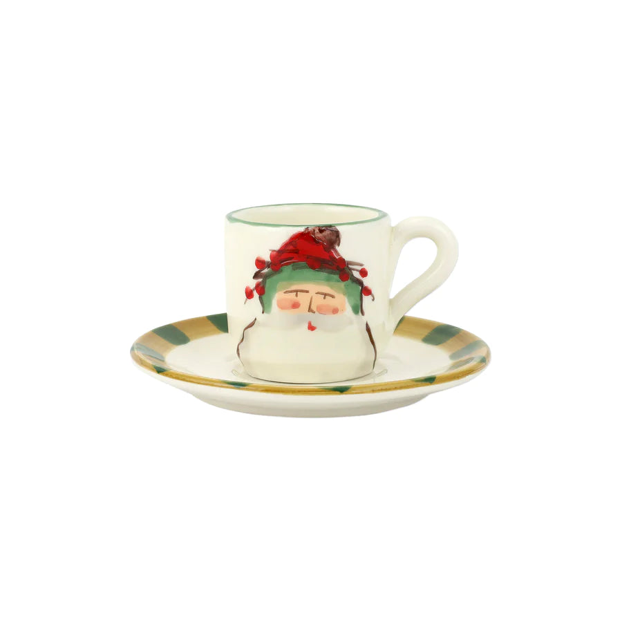 Old St. Nick Assorted Espresso Cups & Saucers, Set of 4
