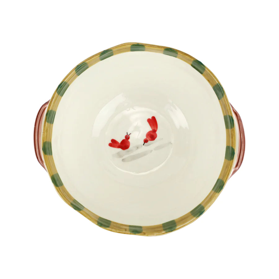 Old St. Nick Handled Bowl with Bird Watcher