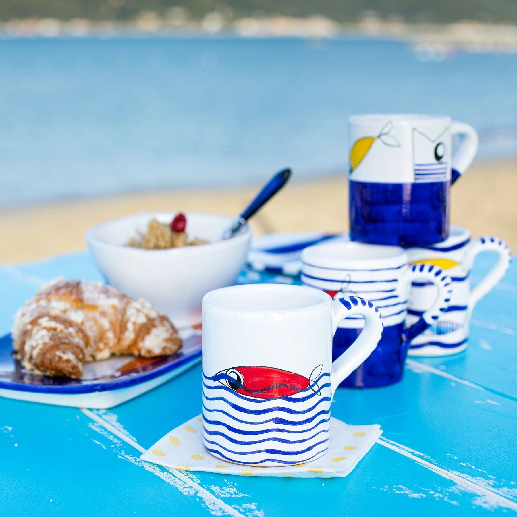Pesce Pazzo Assorted Mugs, Set of 4