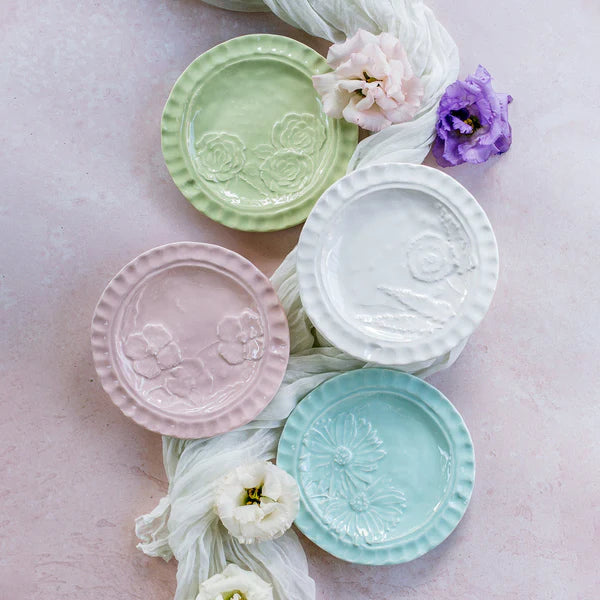 Pietra Fiori Aqua Canape Plate, Set of 4