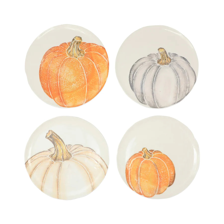 Vietri Pumpkin Asst Salad Plates, Set of 4