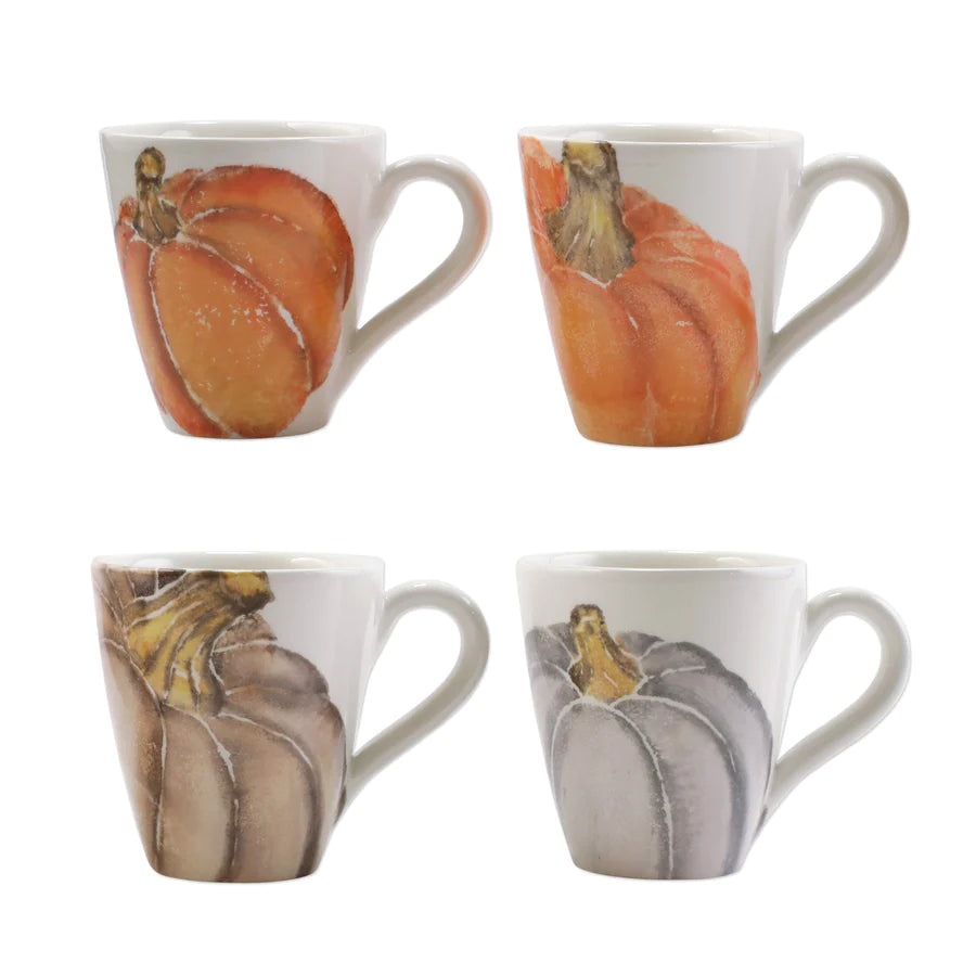 Vietri Pumpkins Asst Mugs, Set of 4