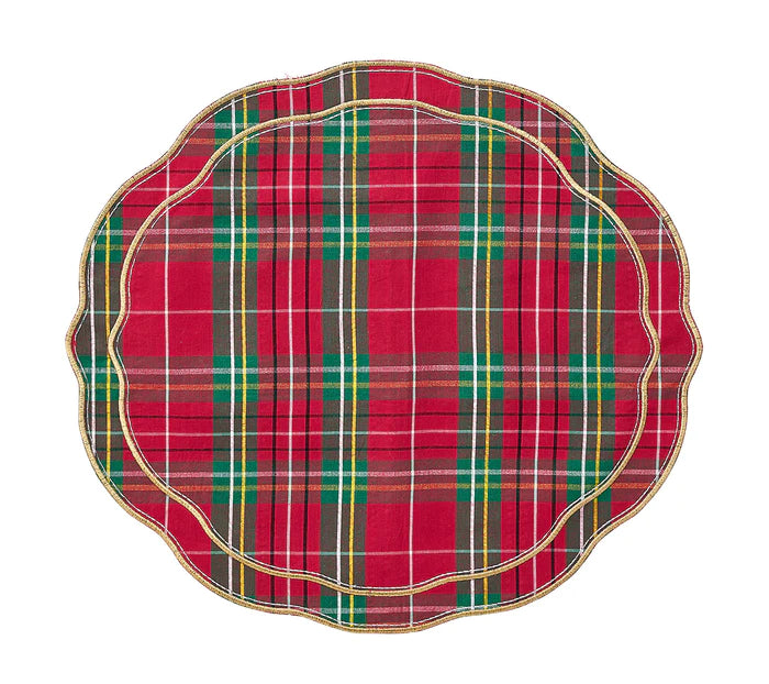 Kim Seybert Trad Plaid Placemat in Red, Green & Gold, Set of 4