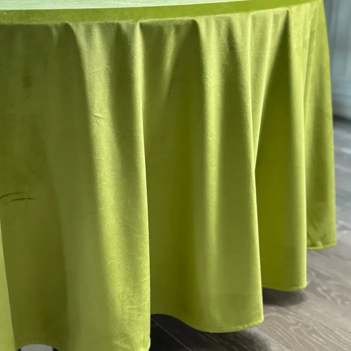 Round Green Velvet Tablecloth, 90"