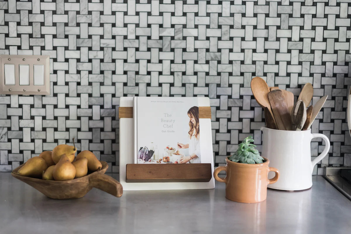 Modern iPad/Cookbook Holder, White