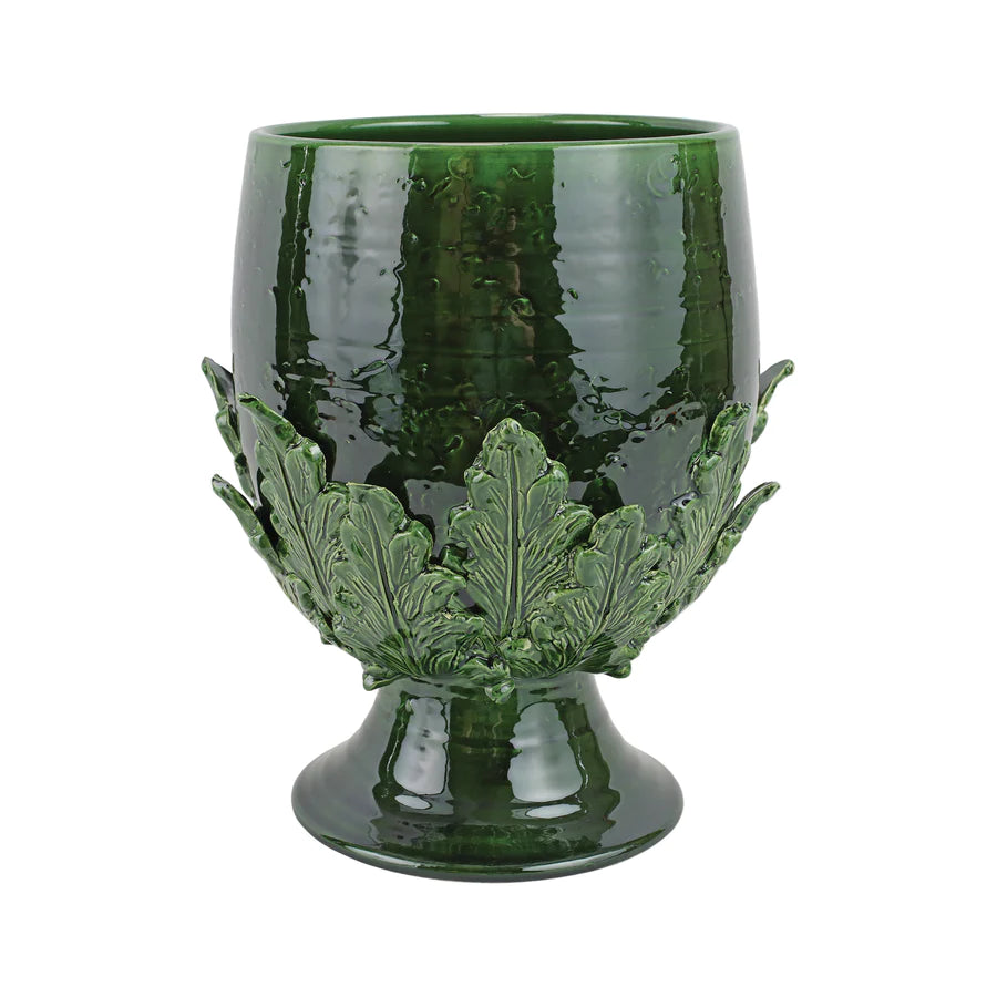 Vietri Acanthus Leaf Large Footed Cachepot