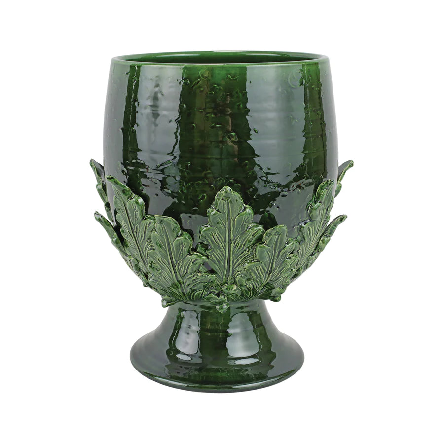 Vietri Acanthus Leaf Large Footed Cachepot