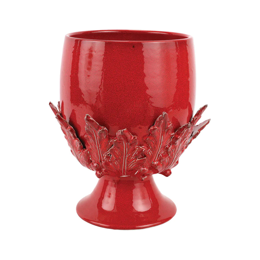 Vietri Acanthus Leaf Large Footed Cachepot