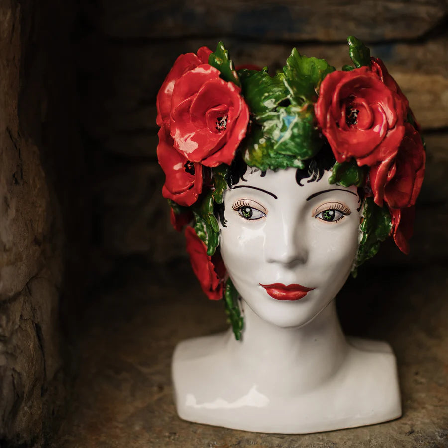 Vietri Sicilian Heads Poppies Head