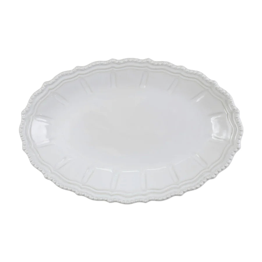 Incanto Stone White Baroque Lg Oval Shallow Bowl