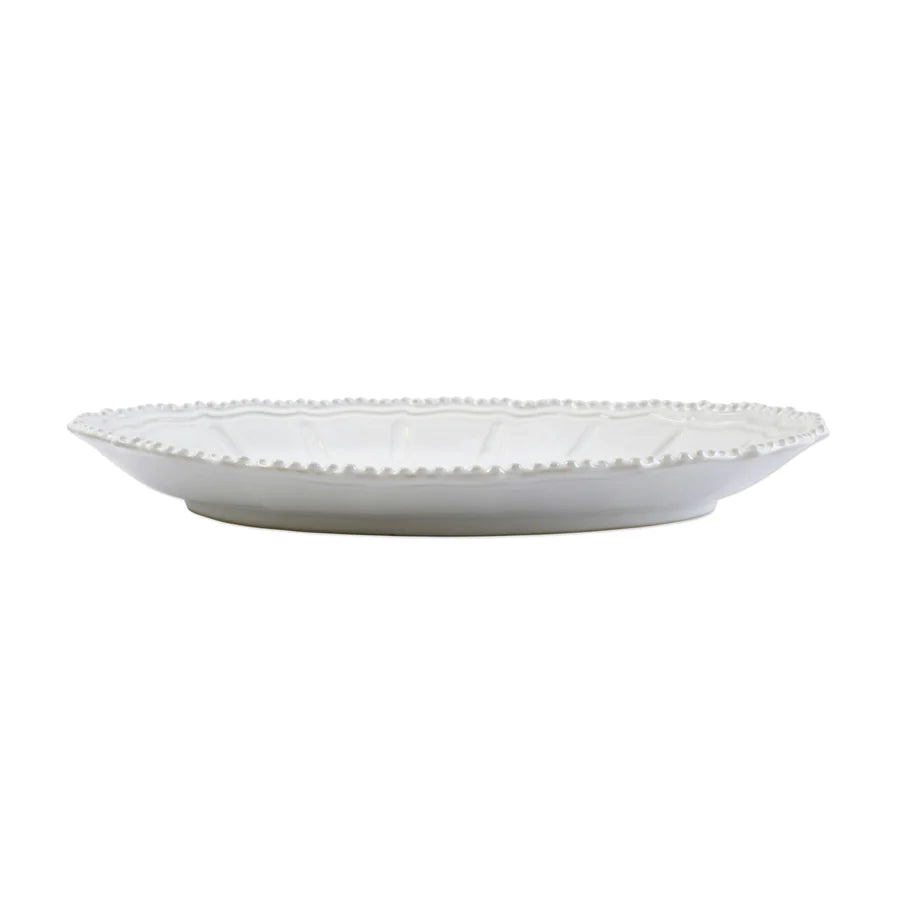 Incanto Stone White Baroque Lg Oval Shallow Bowl