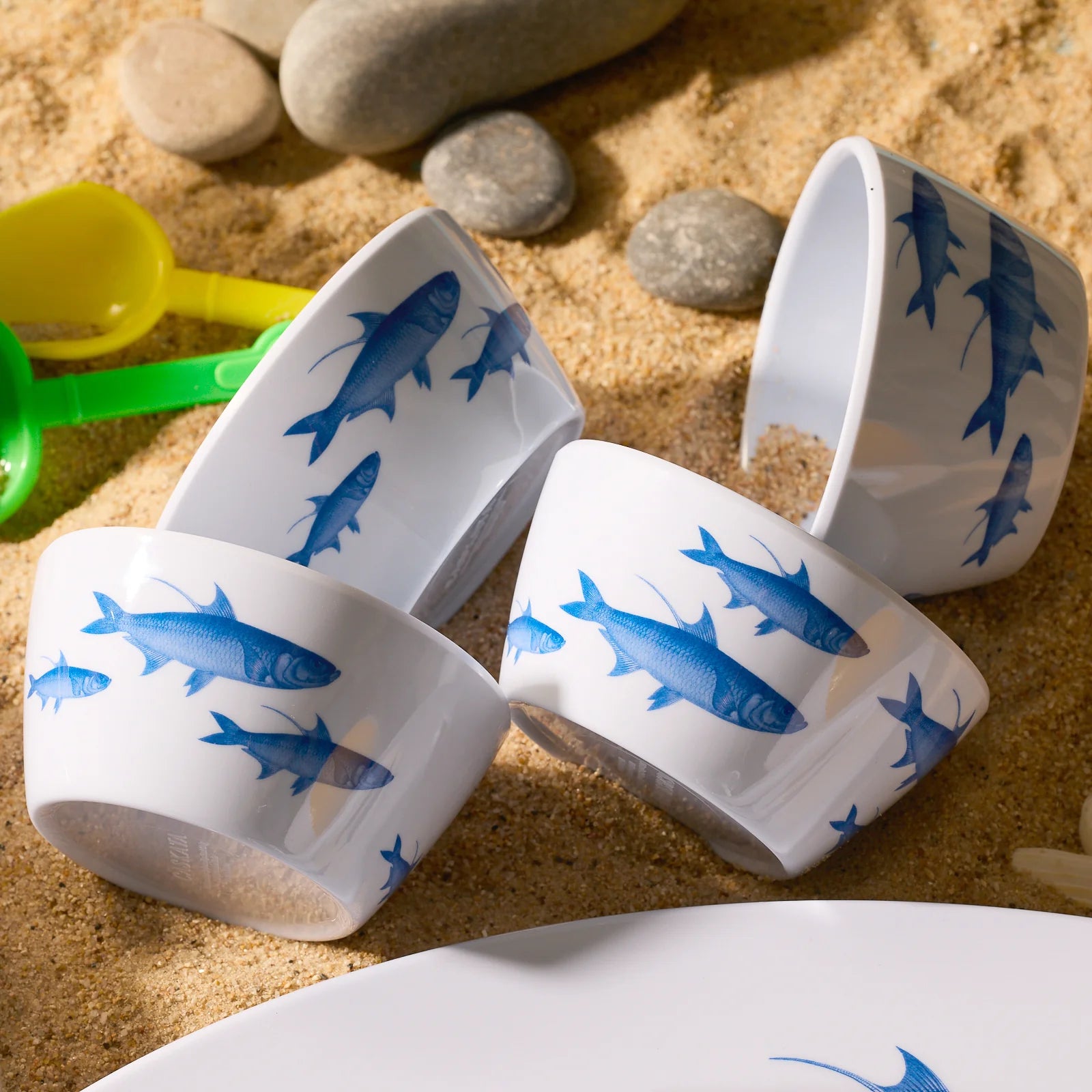 School of Fish Melamine Snack Bowls, Set of 4