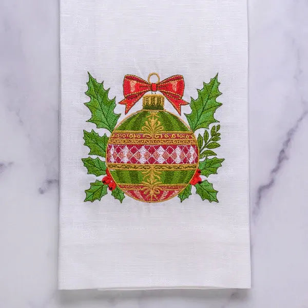 Christmas Bauble Linen Towel, Set of 2