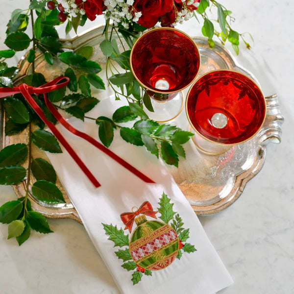 Christmas Bauble Linen Towel, Set of 2