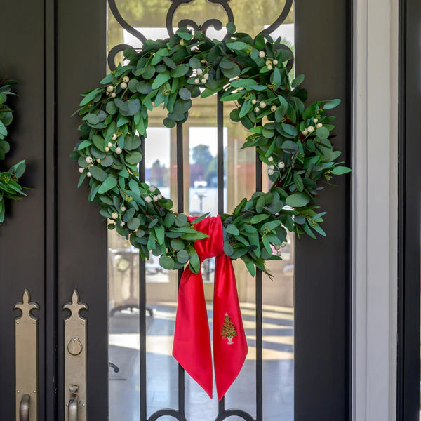 Tree with Trim Velvet Sash, Red