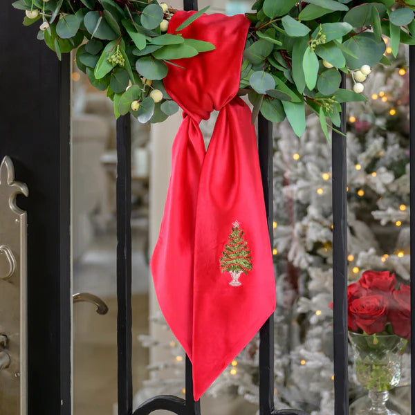Tree with Trim Velvet Sash, Red