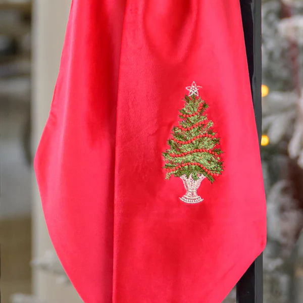 Tree with Trim Velvet Sash, Red