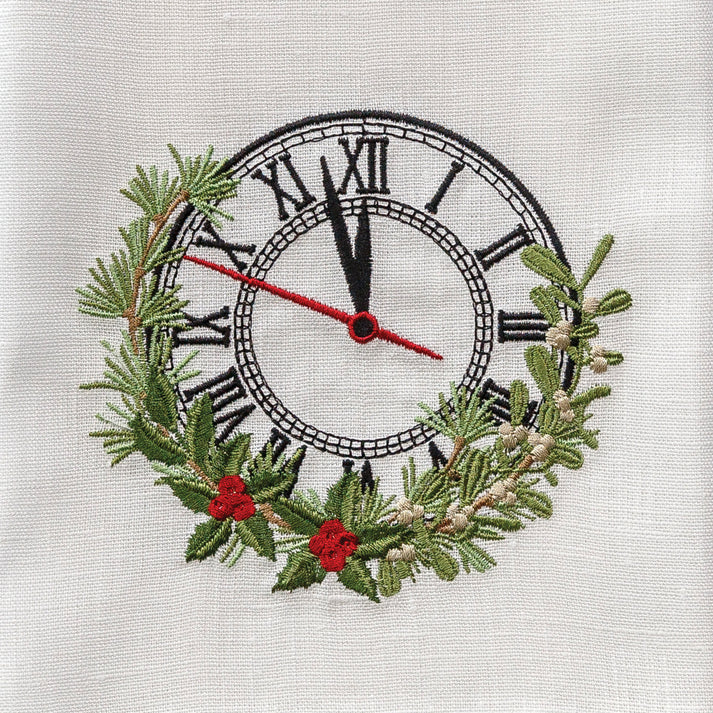Christmas Eve Clock Linen Towel, Set of 2
