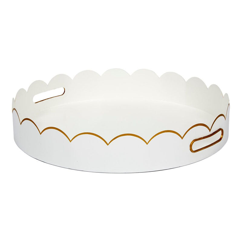 Eloise Gloss White & Gold Scalloped Metal Tray ( more colors )
