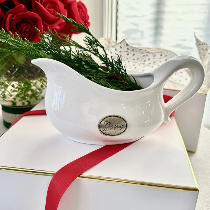 Tuscan Pewter Medallion Gravy Boat