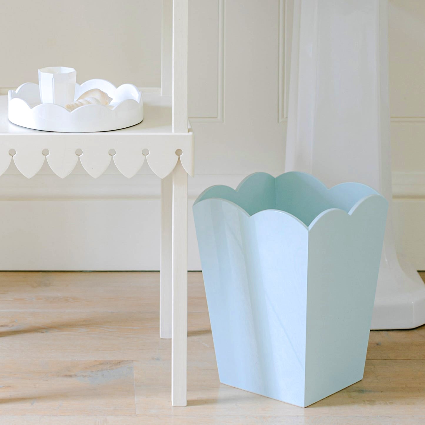 Scallop Wastebasket Powder Blue