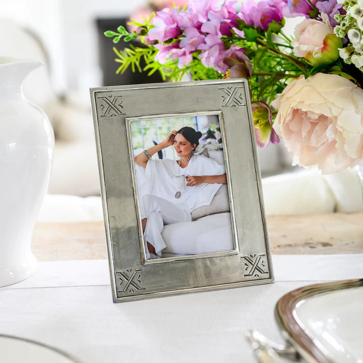 Tuscan Pewter Stamped Picture Frame, 4" x 6"