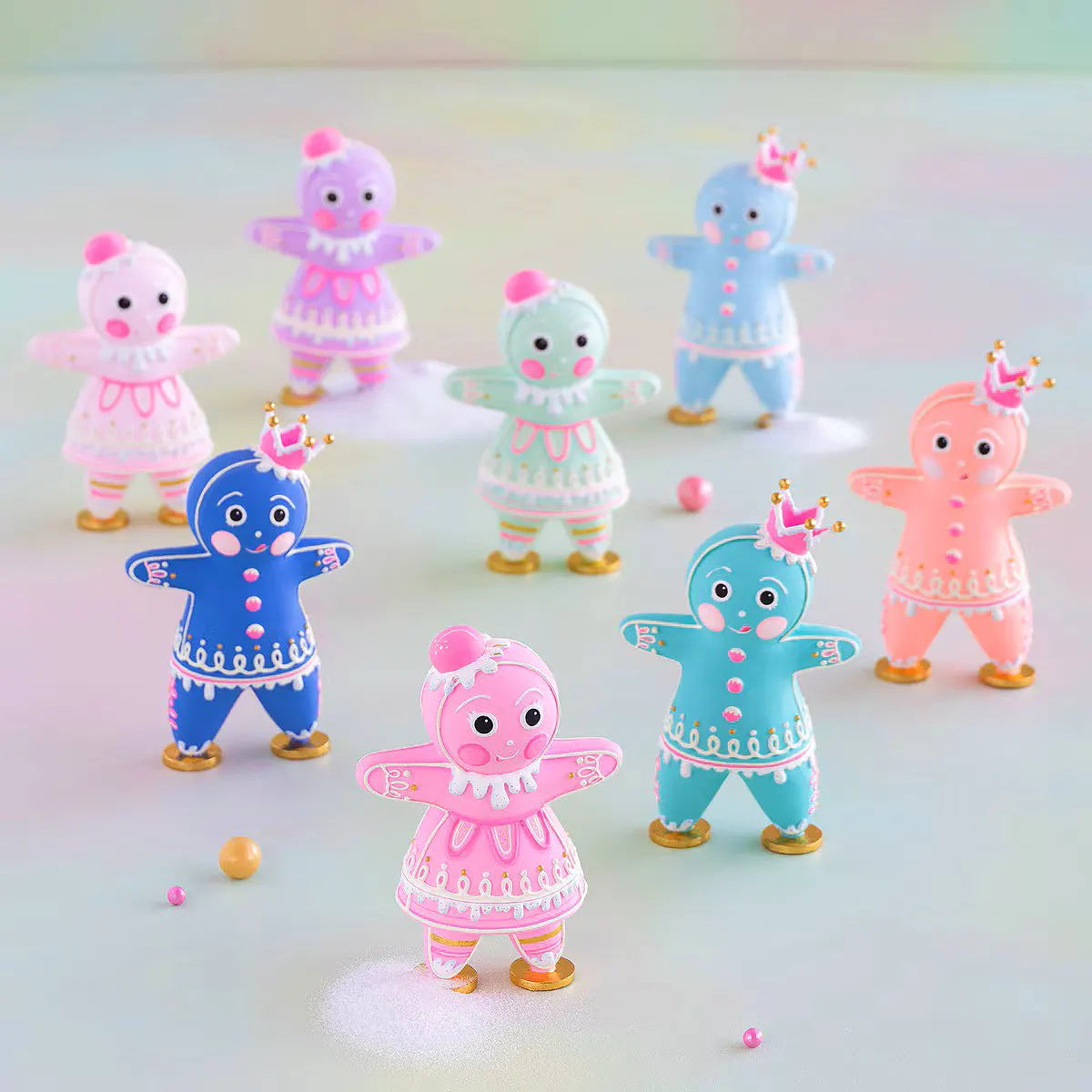 Glitterville Small Tabletop Rainbow Gingers, 8"