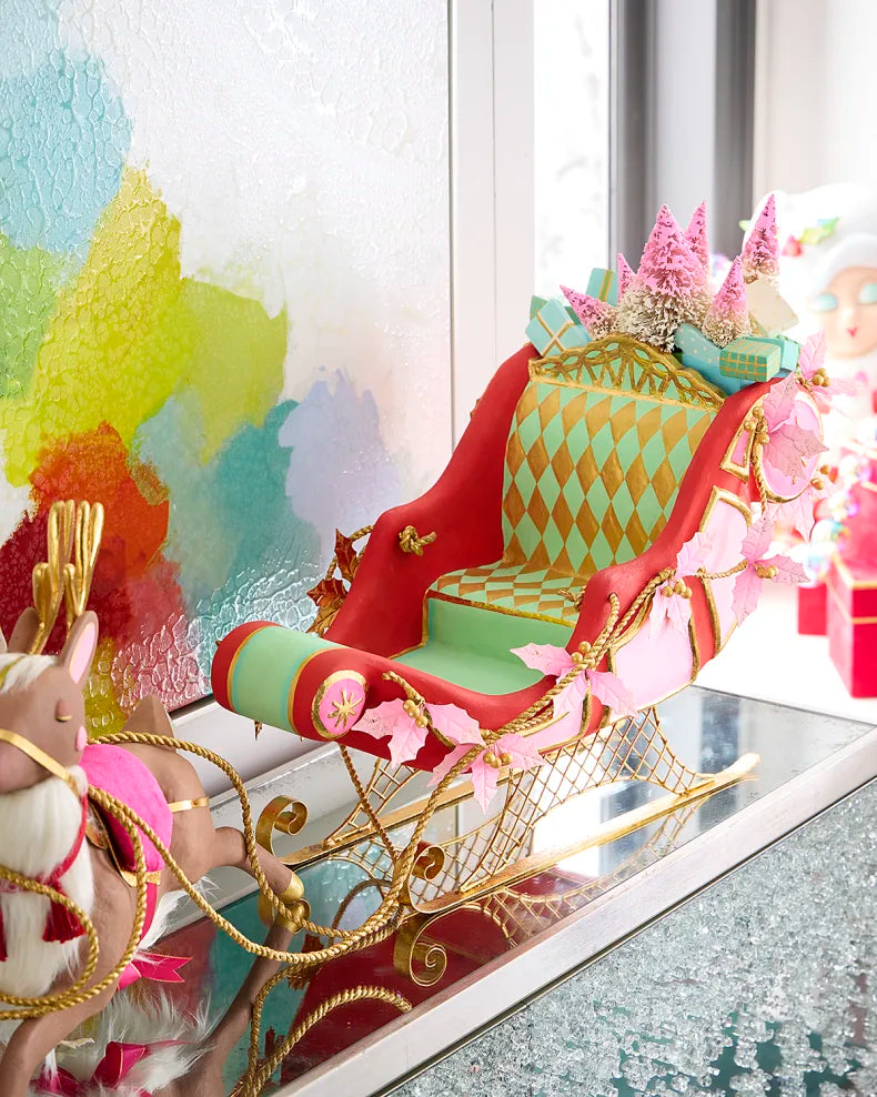 Glitterville Parisian Sleigh Tabletop, Red