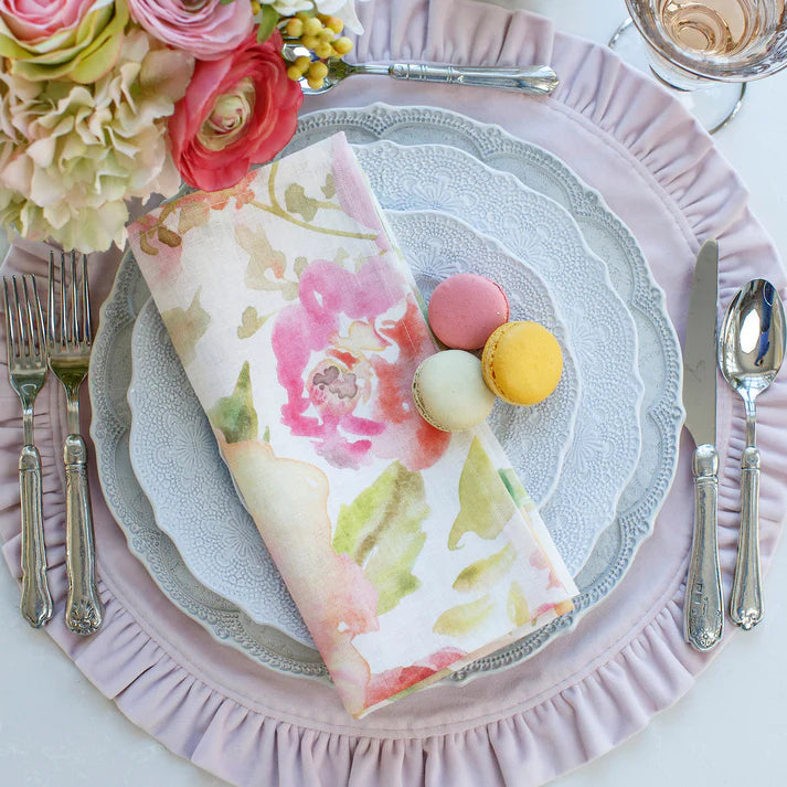 Floral Watercolor Large Linen Napkin, Set of 4