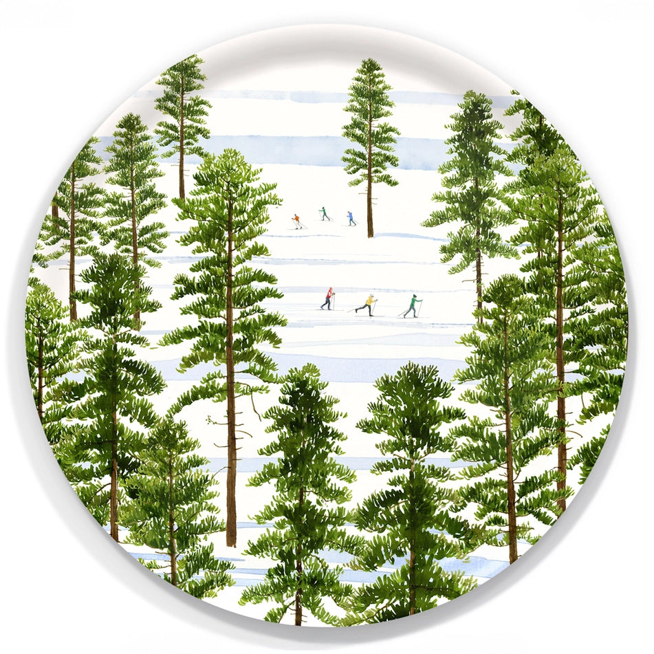 Caskata Winter Skiers Large Round Tray by Felix Doolittle
