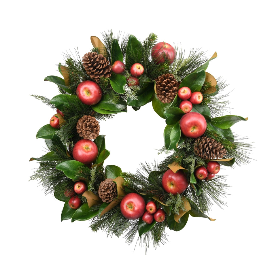 Magnolia and Apple Wreath, 24"